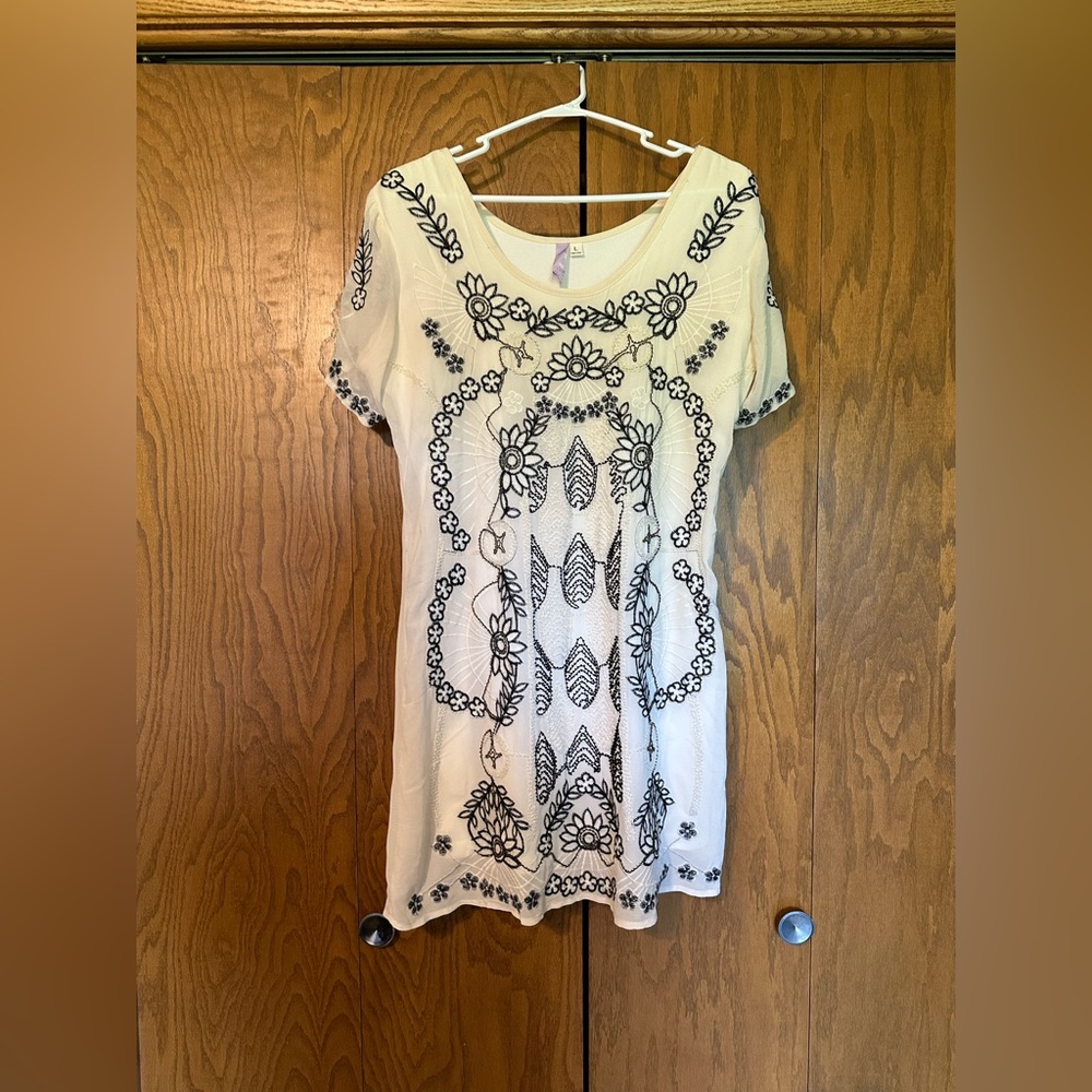 NWOT Beaded Off-White Dress